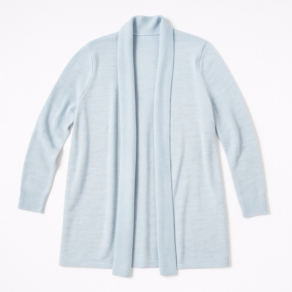 Haven Well Within Light Blue Ribbed Knit Open Front Cardigan‎ Sweater XL Petite